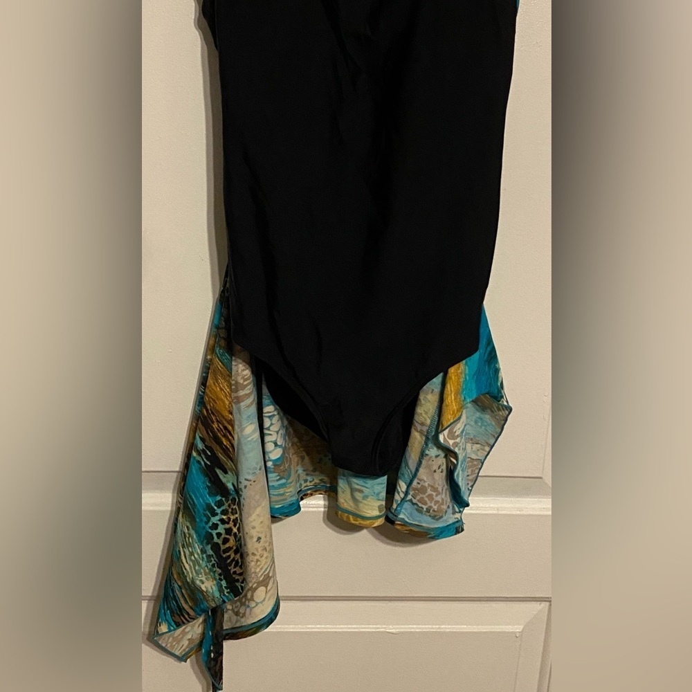 Christina Black and Blue  one piece bathing suit with built in wrap sz 10 - Picture 6 of 7